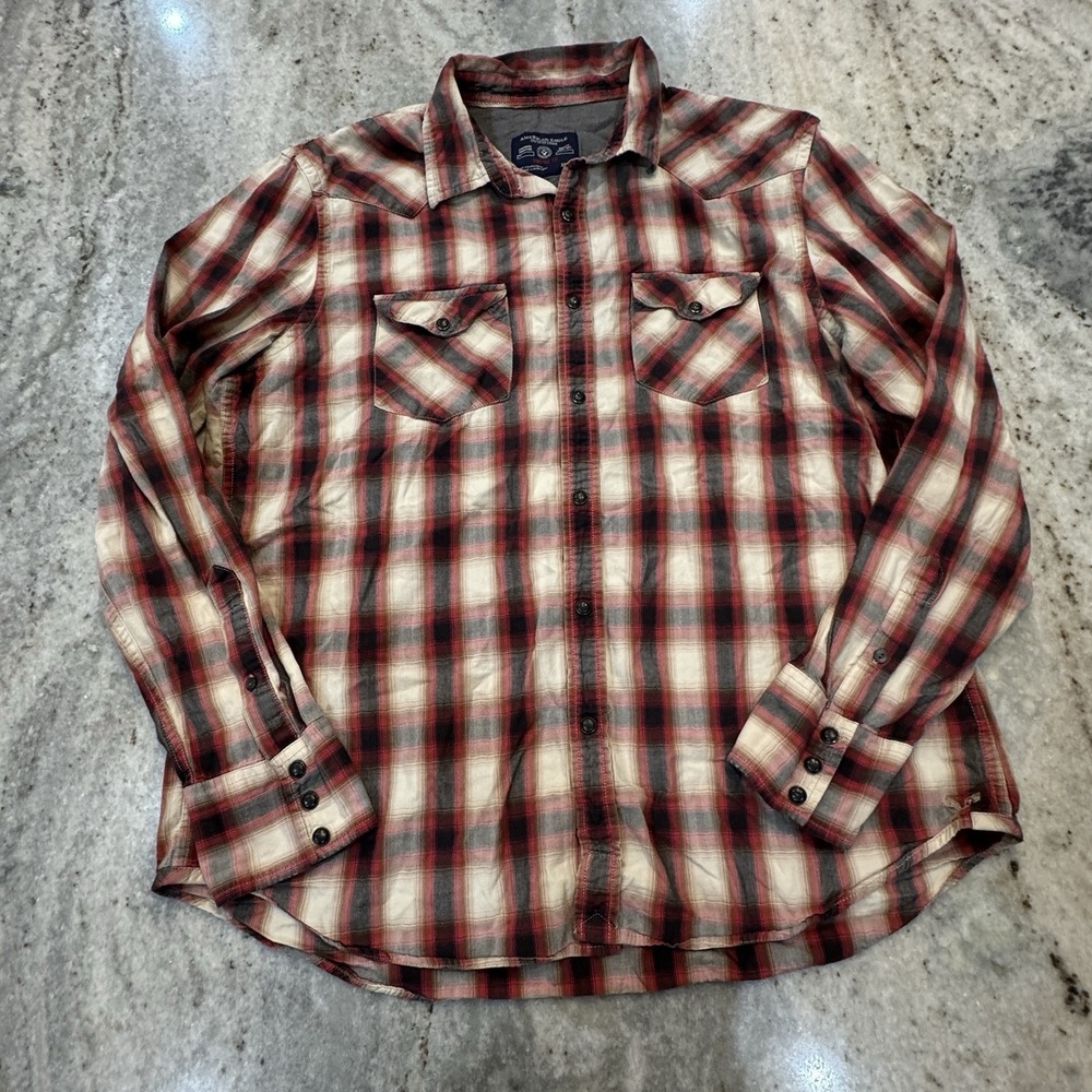 American Eagle Outfitters Mens XL Western Pearl Snap Shirt Plaid Vintage Fit